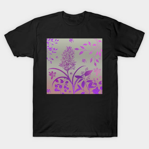 Flower and leaves on gradient background T-Shirt by CreaKat